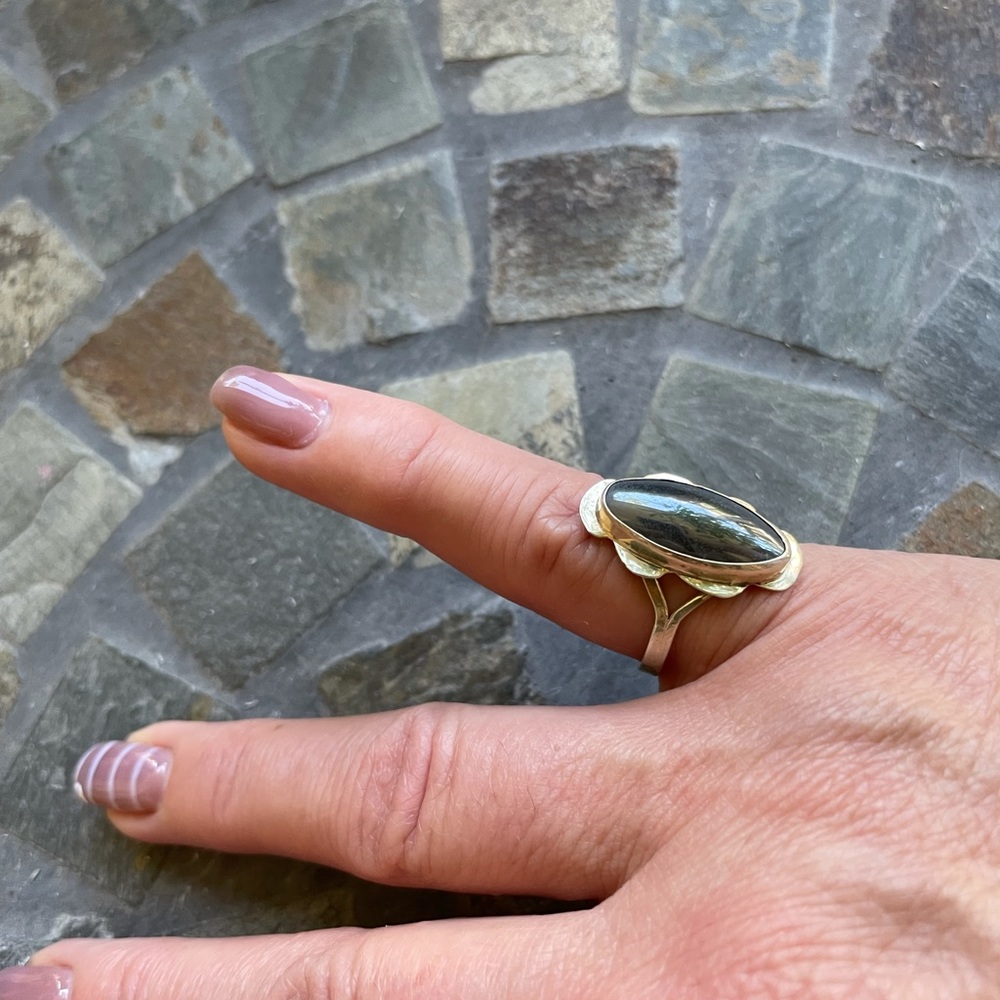 Hematite crystal stone S925 sterling silver ring - Picture 13 of 16